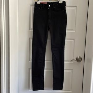 Acne Black high rise skinny leg jeans, size 27/32